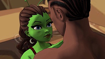A green big booty alien steps out of a portal for some bbc sex - AI powered voice overs