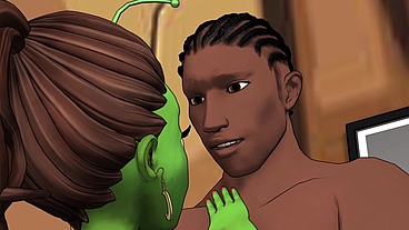 A green big booty alien steps out of a portal for some bbc sex - AI powered voice overs