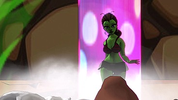 A green big booty alien steps out of a portal for some bbc sex - AI powered voice overs