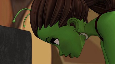 A green big booty alien steps out of a portal for some bbc sex - AI powered voice overs
