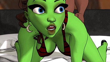 A green big booty alien steps out of a portal for some bbc sex - AI powered voice overs