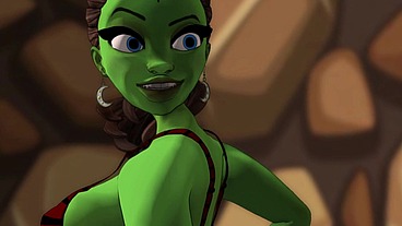 A green big booty alien steps out of a portal for some bbc sex - AI powered voice overs