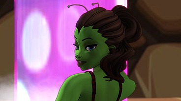 A green big booty alien steps out of a portal for some bbc sex - AI powered voice overs