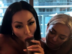 Huge BBC fucks two busty bitches in multiple positions - CJ