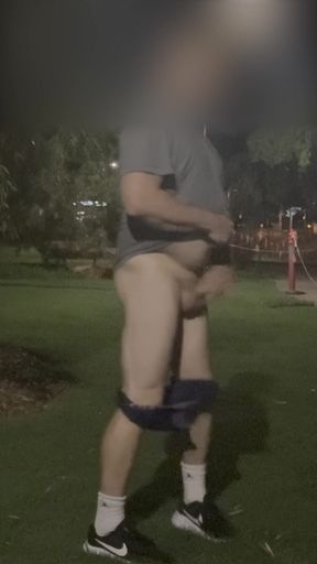 Walking around nude in the park uncut cock. how risky.