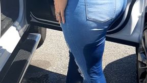 MAJOR rewetting jeans in mall parking lot