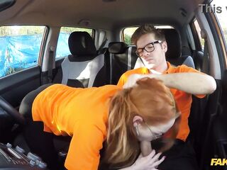 Fake Driving School - British ginger babe Ella Hughes gets her perfect pussy fucked during driving lesson