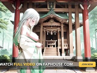 Silver-haired Shrine Maiden Secrets! Languidly Reclining in a Red Corridor, Her Bare Shoulders and Lush Thighs Undressed