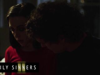 FAMILY SINNERS - Brunette hair Stepsister Sucks Her Stepbrother’s Weenie During the time that Her Spouse Is Out Of The Abode