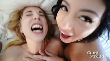 Threesome Sex With Busty Brunette Cami Strella And Millie