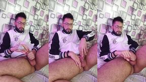 massaging my cock with oil until i shoot a nice big load