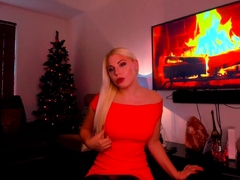 Busty blonde babe goes crazy jerking
