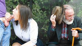 ”Horny Teen Babe Abella Danger Bored waiting for the bus so Fucks Instead”