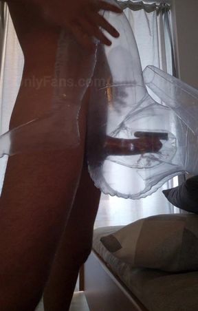 Huge Dick have fun with clear sex doll