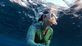 Carissa in Underwater topless in Aliigator dive skin in the spring part one