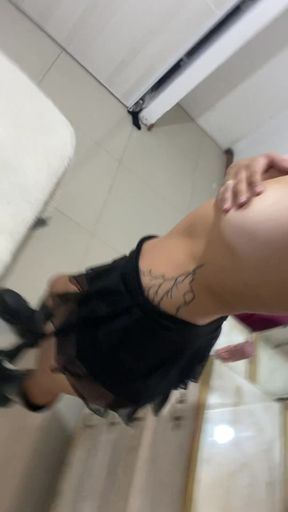 Amateur girl with big tits shows off her tight ass and juicy pussy in a solo stu