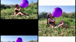 B2P in the field with a purple balloon