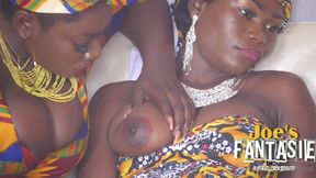 The Magic African Plant - amateur threesome with gorgeous busty ebony babes