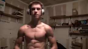 Cute Blond Teen Bodybuilder Flexes His Muscles