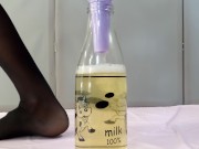 I pee through a funnel into a bottle. I got a lot.