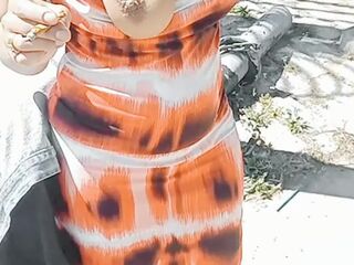 SOLO FEMALE PUBLIC COSPLAY RED COSTUME OUTSIDE AND HOTEL SCENES