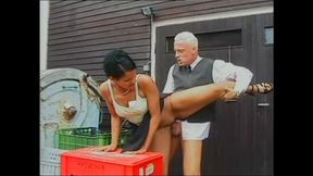 Young Ebony Girl Fucked in the Back Bar and Cummed in Mouth by Big Cock