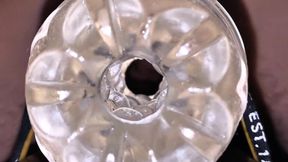 Close-up Cock in Tool for Masturbate Orgasm on Flash