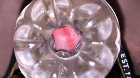 Close-up Cock in Tool for Masturbate Orgasm on Flash
