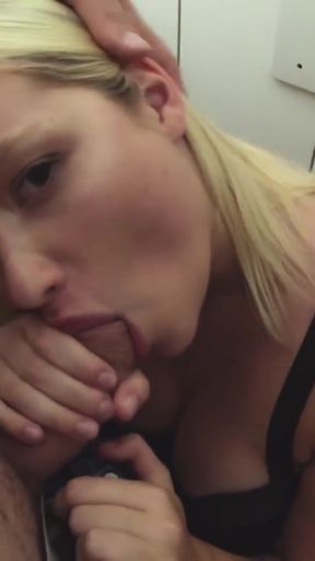 VIP4K. Teen blondie's first time fucking in the train station WC   Clip 2