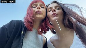 two mistresses brought you to the forest to pov spit and humiliate you and then leave you there