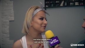 Hot, tattooed blonde, Dana Jayn is working as a reporter and often having casual sex sessions