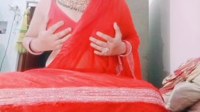 Indian Gay Crossdresser Real XXX Sex in Red Saree Hard Fuck