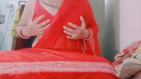 Indian Gay Crossdresser Real XXX Sex in Red Saree Hard Fuck