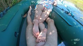 Summer FootJob in boat with Hot Girl