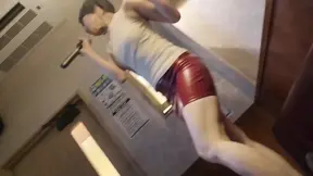 Masked boxer gets extreme blowjob and cums in her hand during couple's karaoke session