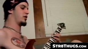Str8Thugs.com - Straight thug Axel strums his cock while playing with his guitar