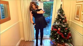 Christmas Wanking in Thigh-High Boots