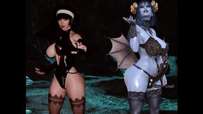 resonance [ futanari hentai game pornplay ] ep.7 caught by suprise by the blue skin naughty succubus in the cave