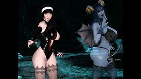 resonance [ futanari hentai game pornplay ] ep.7 caught by suprise by the blue skin naughty succubus in the cave