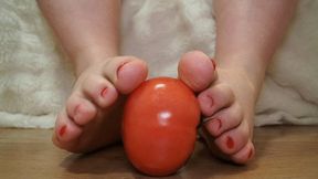 Quiet toe play with tomato