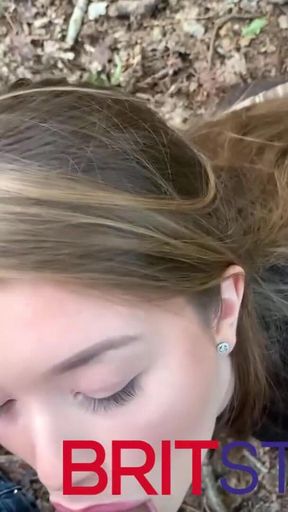 Gorgeous British 18-year-old POV outdoor blowjob