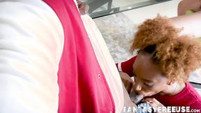 ”Ebony tutor sucks her students meat as a reward”