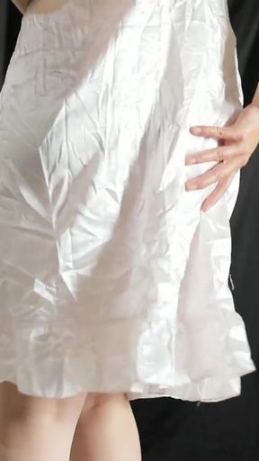 Muslim Hijab Indian-Style Satin Try-On - Curvy Big Ass &amp; Shiny Fabric Tease   Clip 2