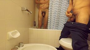 2 Men 1 Boxer. Curious Straight Friend Spy On Me In The Shower And Cum On My Boxer Caught