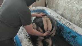 Face down in gunge, masturbated roughly till squirting!