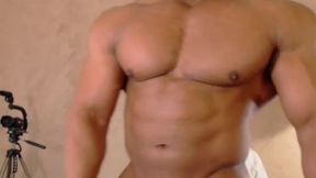 American Muscular Ebony Model Shows Off His Body