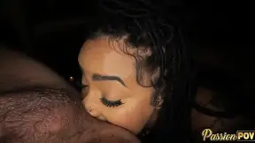 Thick BBW Bad Kitty sucks and rims his big dick in POV