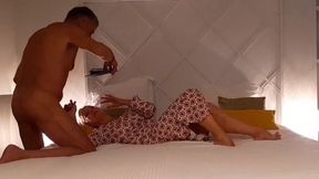 Amateur Blonde Wife Enjoys Sex Half Naked