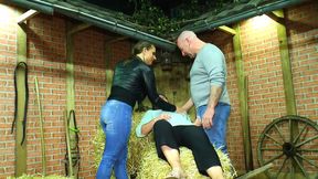 German nymphomaniac Susi gets it on in a barn threesome
