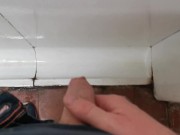 Peeing in a Victorian style urinal